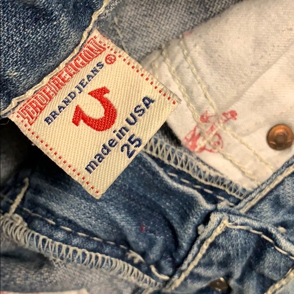 TRUE RELIGION WHITE STITCH FLARE JEANS SIZE 25 - Picture 6 of 6